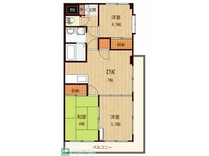 ロイヤルマンション中西(3LDK/2階)の間取り写真