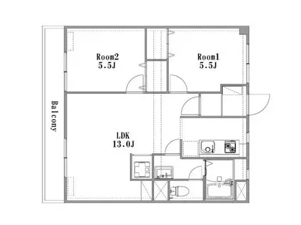 第6上野ビル(2LDK/3階)の間取り写真