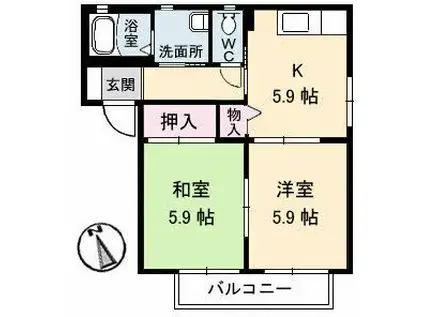 メゾン アイ ファミーユ A棟(2K/2階)の間取り写真