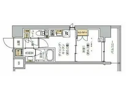リビオメゾン芝浦(1DK/8階)の間取り写真
