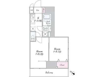 ケーディーエックスレジデンス町田ノース(2K/8階)の間取り写真