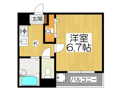 リバティ92(1K/1階)の間取り写真
