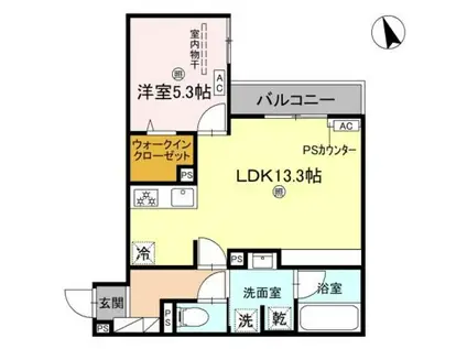 クラシスト東粉浜ウエスト(1LDK/3階)の間取り写真