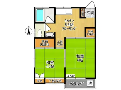 コーポ矢沢(2K/2階)の間取り写真