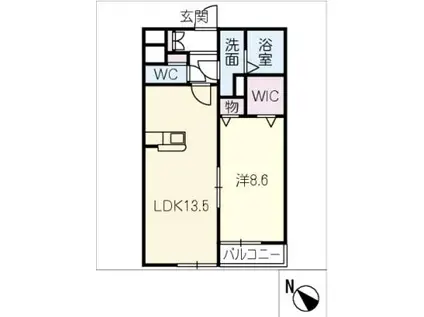 HANARE(1LDK/1階)の間取り写真