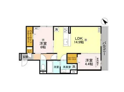 D-ROOM泉佐野市下瓦屋(2LDK/2階)の間取り写真