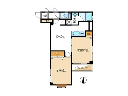 ベルエトワール(2DK/3階)の間取り写真