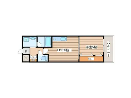 エスパース長町南(1LDK/3階)の間取り写真