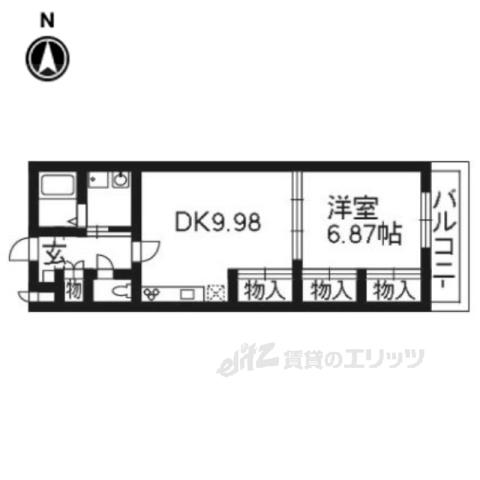 キャトルセゾン嵐山(1LDK/2階)の間取り写真