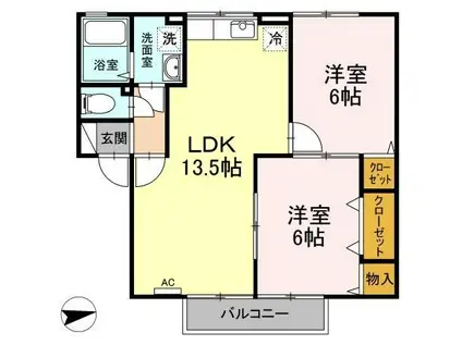 メゾンシャルム木太(2LDK/2階)の間取り写真