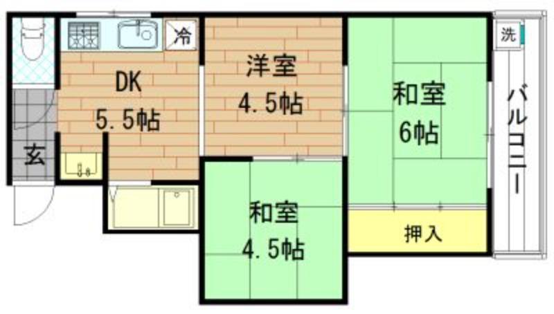 クリスタルハイツ(3DK/6階)の間取り写真