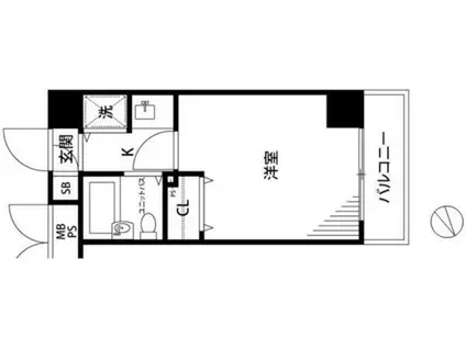 ガラシティ白金台(1K/6階)の間取り写真