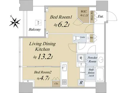 シティタワー麻布十番(2LDK/7階)の間取り写真