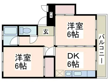千草台団地5号棟(2DK/2階)の間取り写真