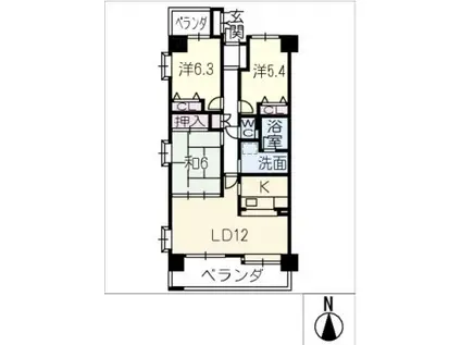 ステイツ四日市701号(3LDK/7階)の間取り写真