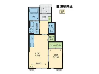 ブラストII(1LDK/1階)の間取り写真