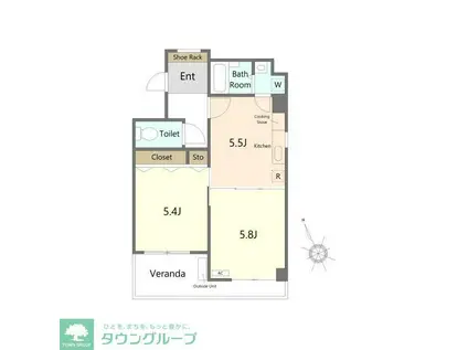 グランコート(2DK/3階)の間取り写真