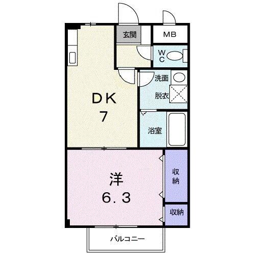 サニ-紫原I(1DK/2階)の間取り写真