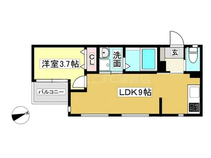 INFINA岡崎(1LDK/3階)の間取り写真