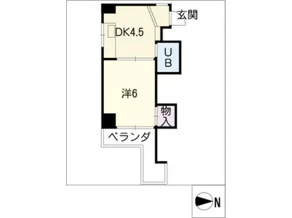 千早ハイリス(1K/4階)の間取り写真