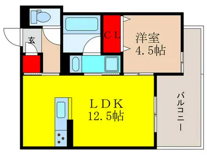 クレッシェンドVI(1LDK/3階)の間取り写真