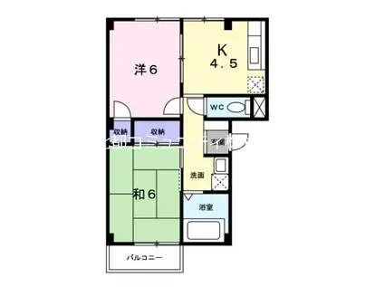 ファミール鐙(2K/2階)の間取り写真