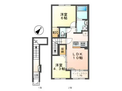 スターテラスII瀬戸(2LDK/2階)の間取り写真