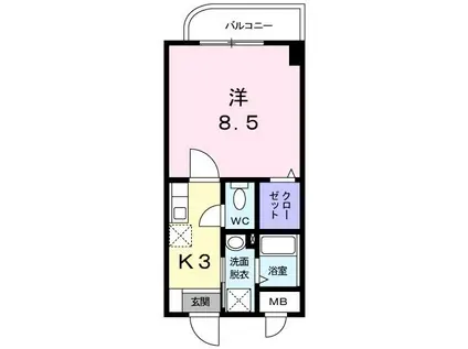 ホワイトバレー八幡駅前(1K/2階)の間取り写真