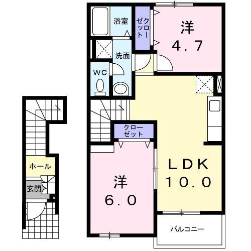 グラン・リーオA棟(2LDK/2階)の間取り写真