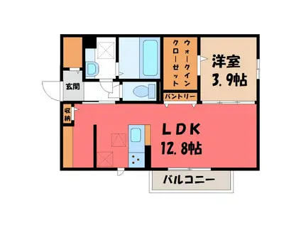 ソッリーゾ B(1LDK/1階)の間取り写真
