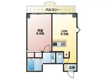 フルーメンみなと(1LDK/2階)の間取り写真
