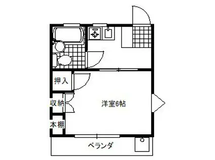 東町ハウス(1K/1階)の間取り写真