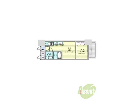 江坂プライマリーワン(1DK/10階)の間取り写真