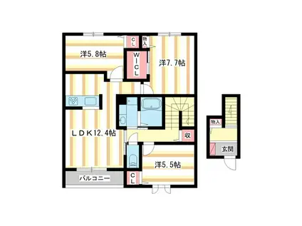 プリムローズA(3LDK/2階)の間取り写真