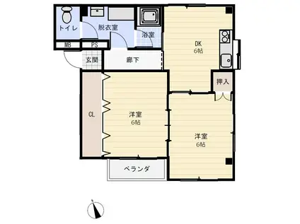 ルナパレス(2DK/4階)の間取り写真