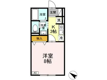 第三麦秀閣 A(1K/1階)の間取り写真