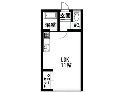 北海道釧路市材木町3-15 ペンテMW(ワンルーム/1階)の間取り写真