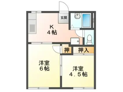 フォーブル日清(2K/1階)の間取り写真