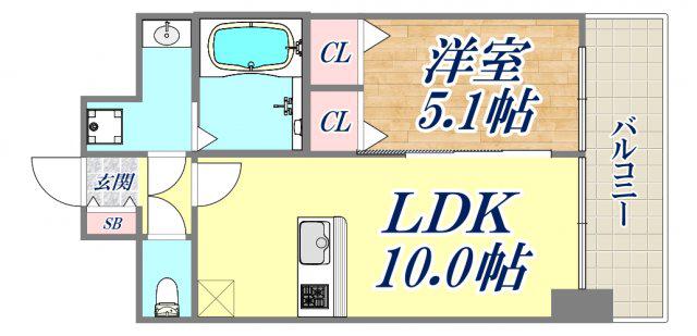 プレサンス兵庫ヴィアーレ(1LDK/6階)の間取り写真