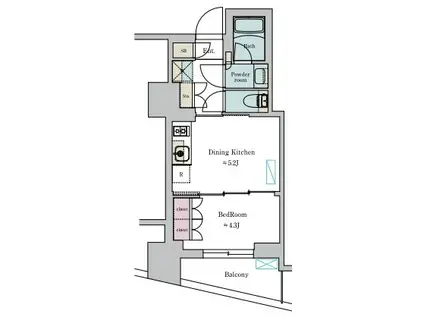 ディームス蔵前AVENUE 旧NIDO蔵前AVENUE(1DK/4階)の間取り写真