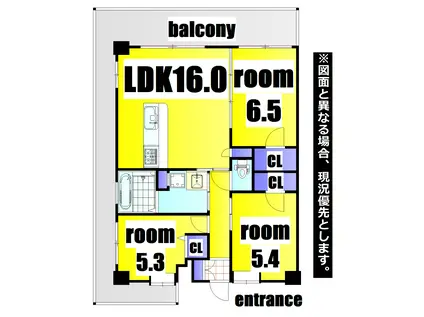 ウイングス三萩野(3LDK/14階)の間取り写真