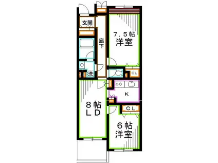 キャニオンヒル1992(2LDK/2階)の間取り写真