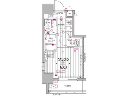 ガーラ・プレシャス渋谷六本木通(1K/4階)の間取り写真