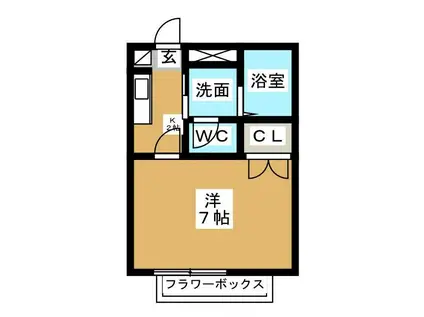 アンプルール ブワ 指扇II(1K/2階)の間取り写真