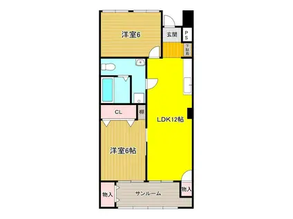 沼津パレスマンション(2LDK/4階)の間取り写真