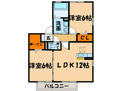 プリマクレール(2LDK/2階)の間取り写真