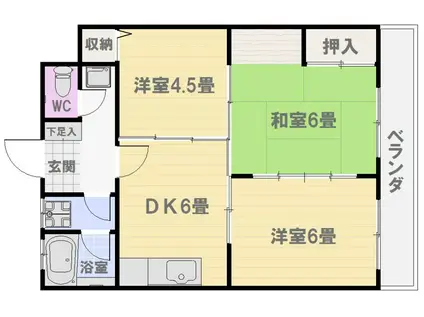 スカイパークマンション(3DK/2階)の間取り写真
