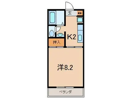 パールマンション(1K/2階)の間取り写真
