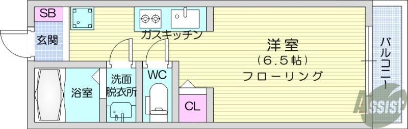 ND郡山(ワンルーム/3階)の間取り写真