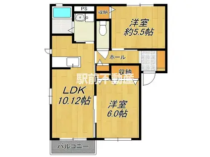 クレール慶(2LDK/2階)の間取り写真